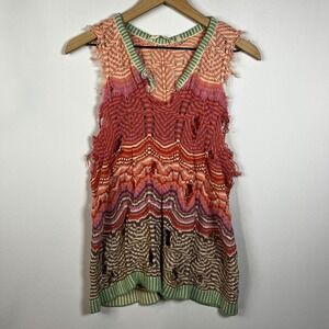 Soft Surroundings Large Multicolor Knit Sweater Tank Boho Artisan Sleeveless Top